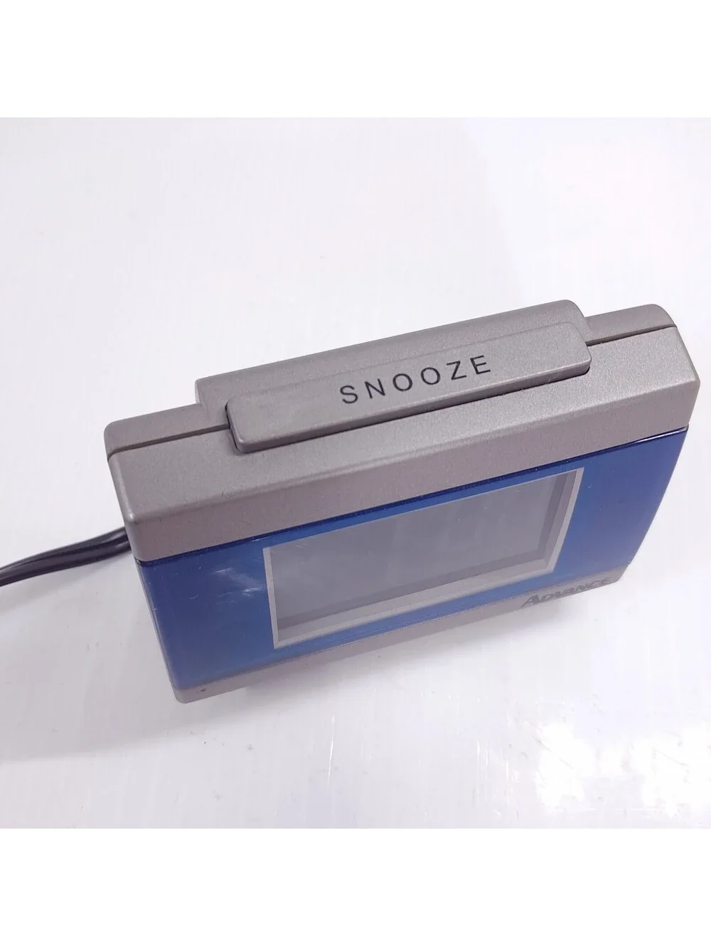 Advance travel alarm clock Model 3103 digital silver blue mini battery electric